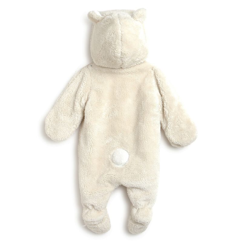 Hooded Faux Fur Babysuit-Front Opening  image number null